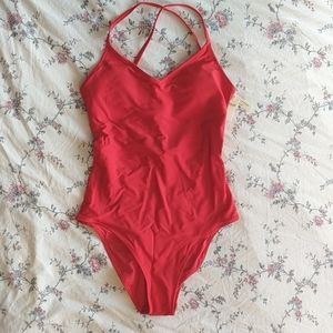New Aerie Full Coverage One Piece Red Swimsuit